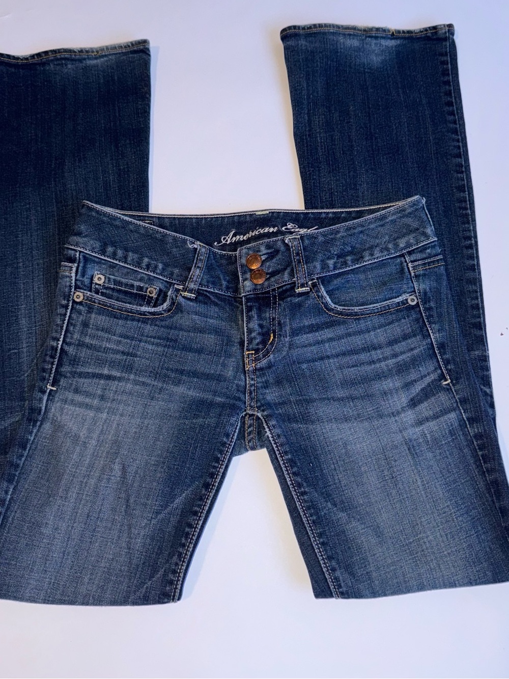 American Eagle Artist Jeans Women’s 0 Y2K Low Rise Bootcut Flare Dark Wash